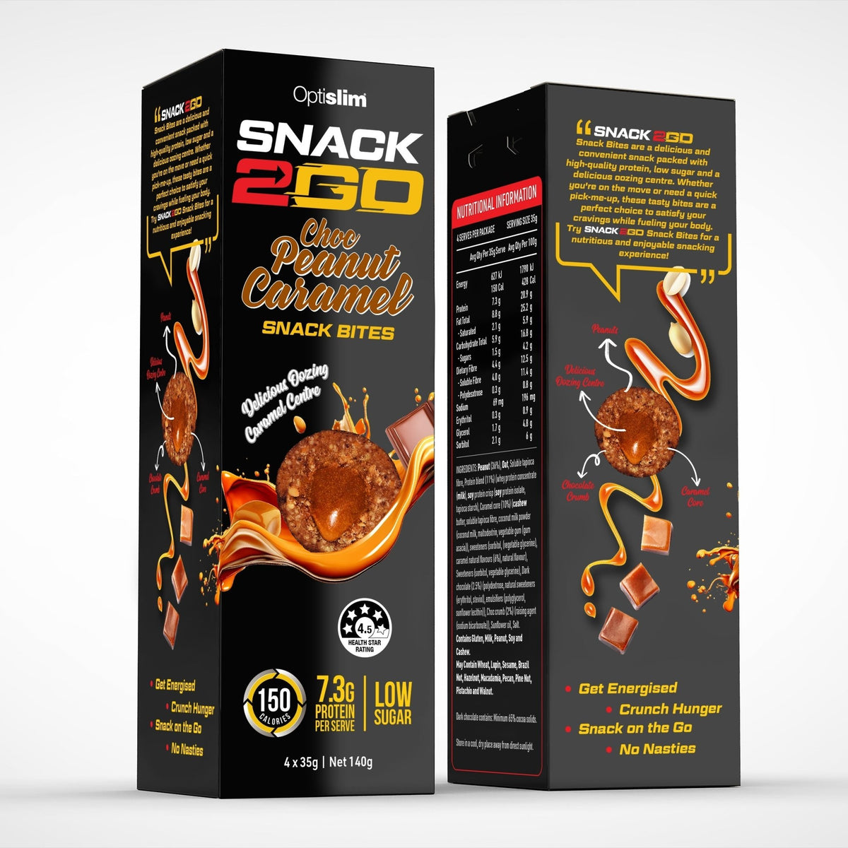 SNACK2GO Snack Bites Choc Peanut Caramel - 4 Snacks