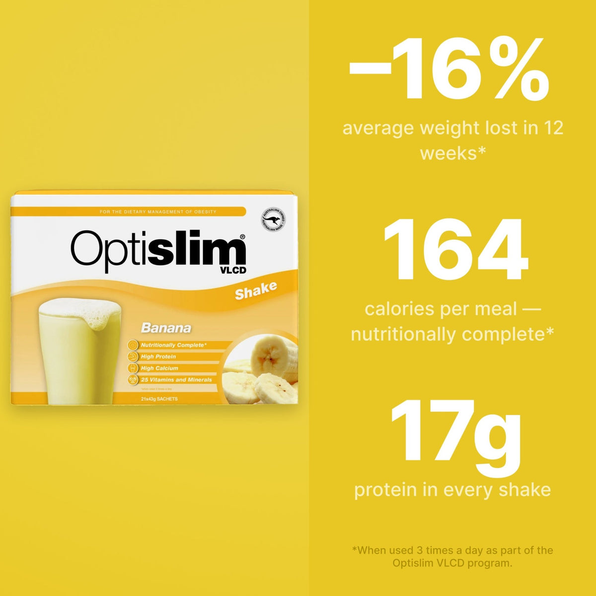 VLCD Classic Shake Banana - 21 Meals - Optislim