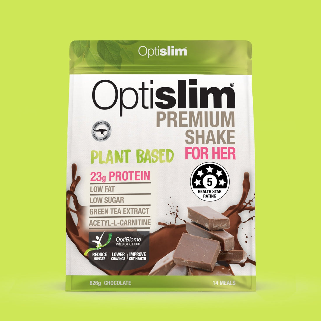 Optislim For Her Plant Based Shake Chocolate - 14 Meals - Optislim