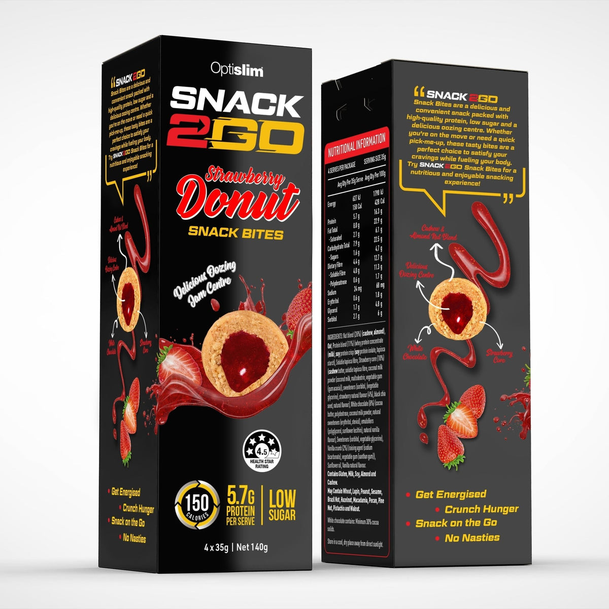 SNACK2GO Snack Bites Strawberry Donut - 4 Snacks
