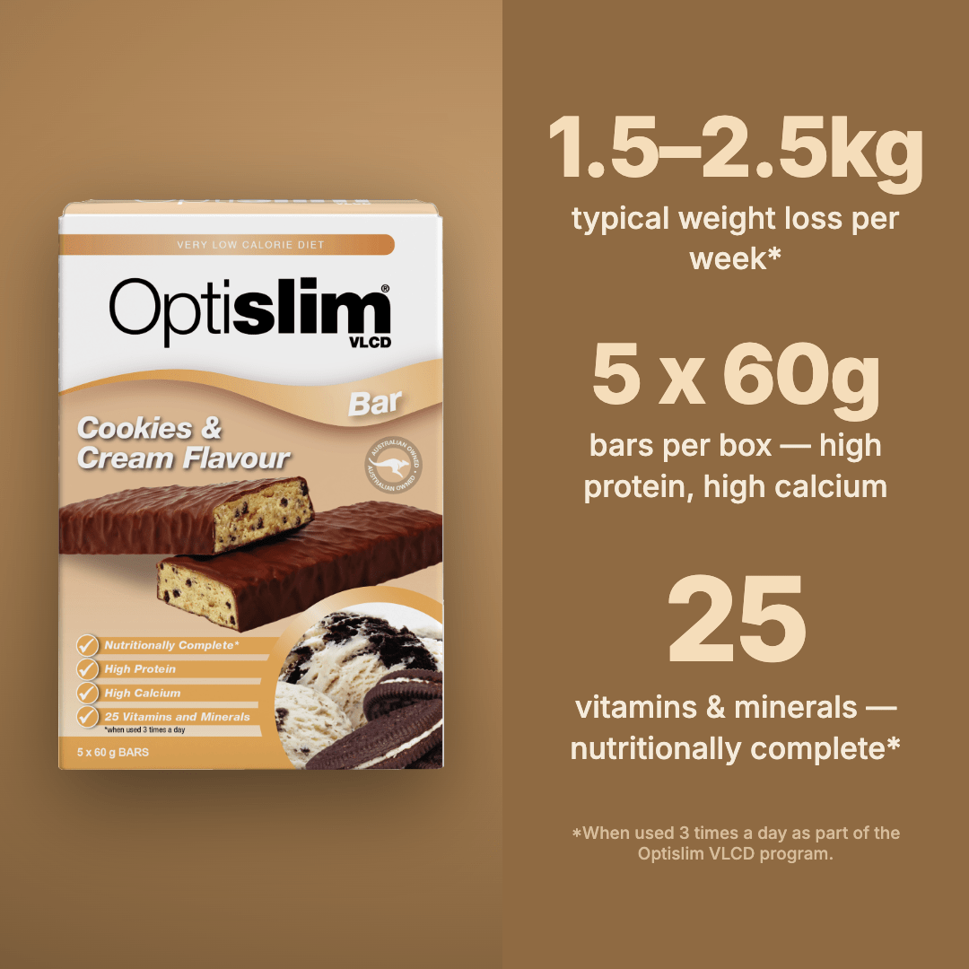 VLCD Bar Cookies &amp; Cream - 5 Meals - Optislim