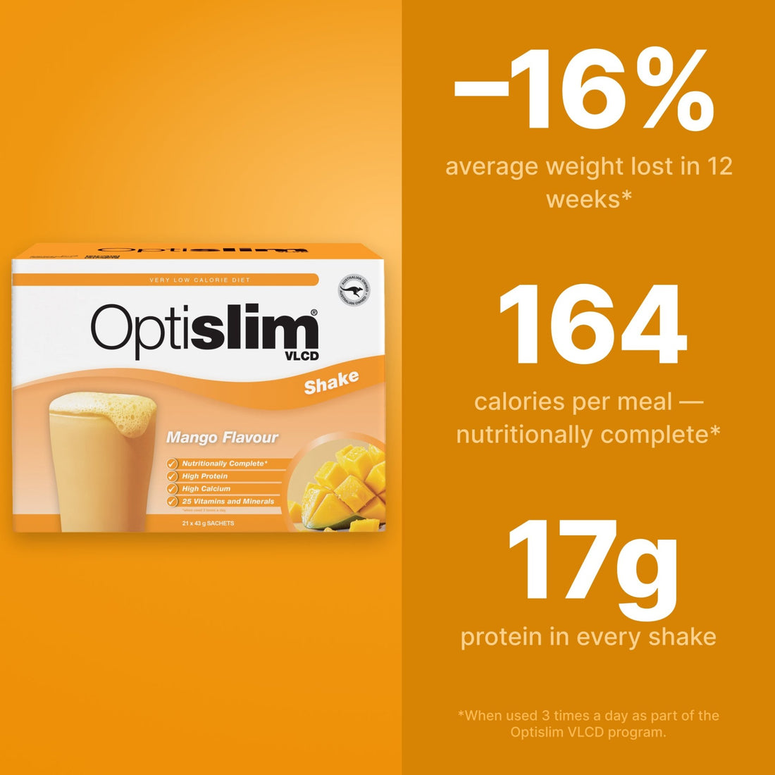 VLCD Classic Shake Mango - 21 Meals - Optislim