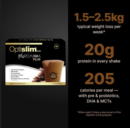 VLCD PLATINUM PLUS Shake Chocolate - 18 Meals - Optislim