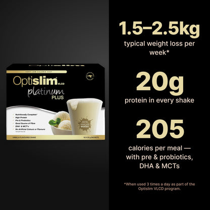 VLCD PLATINUM PLUS Shake Vanilla - 18 Meals - Optislim