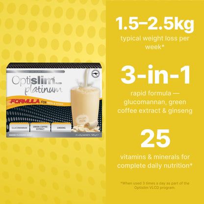VLCD PLATINUM Shake Banana - 21 Meals - Optislim
