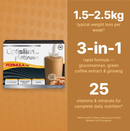 VLCD PLATINUM Shake Salted Caramel - 21 Meals - Optislim